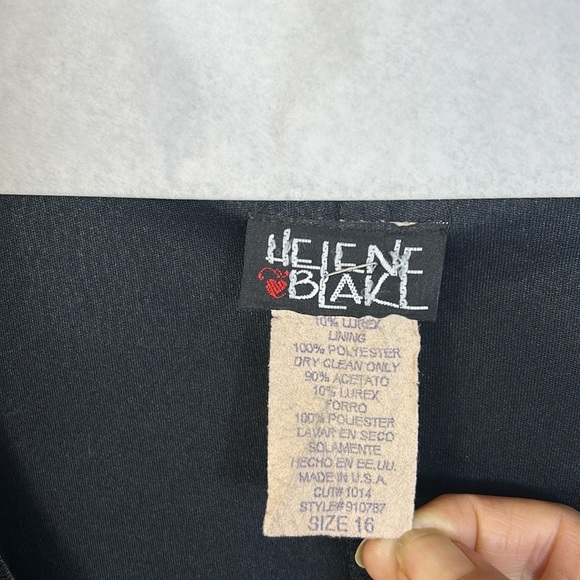 Helene Blake Short Sleeve Black Formal Dress Sz 16 Black lace w/lining Like new - Picture 3 of 8